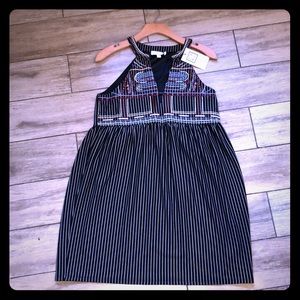 Black w/ white pinstripes halter dress